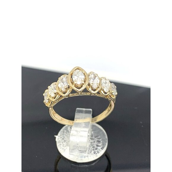 Women's Wedding Band 14k Yellow Gold Ring Diamond 0.50ctw Marquise Size 6.5 - Picture 3 of 14